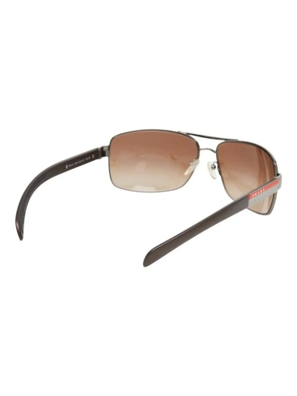 Prada Logo Sunglasses Brown Silver Acetate Metal Eyewear